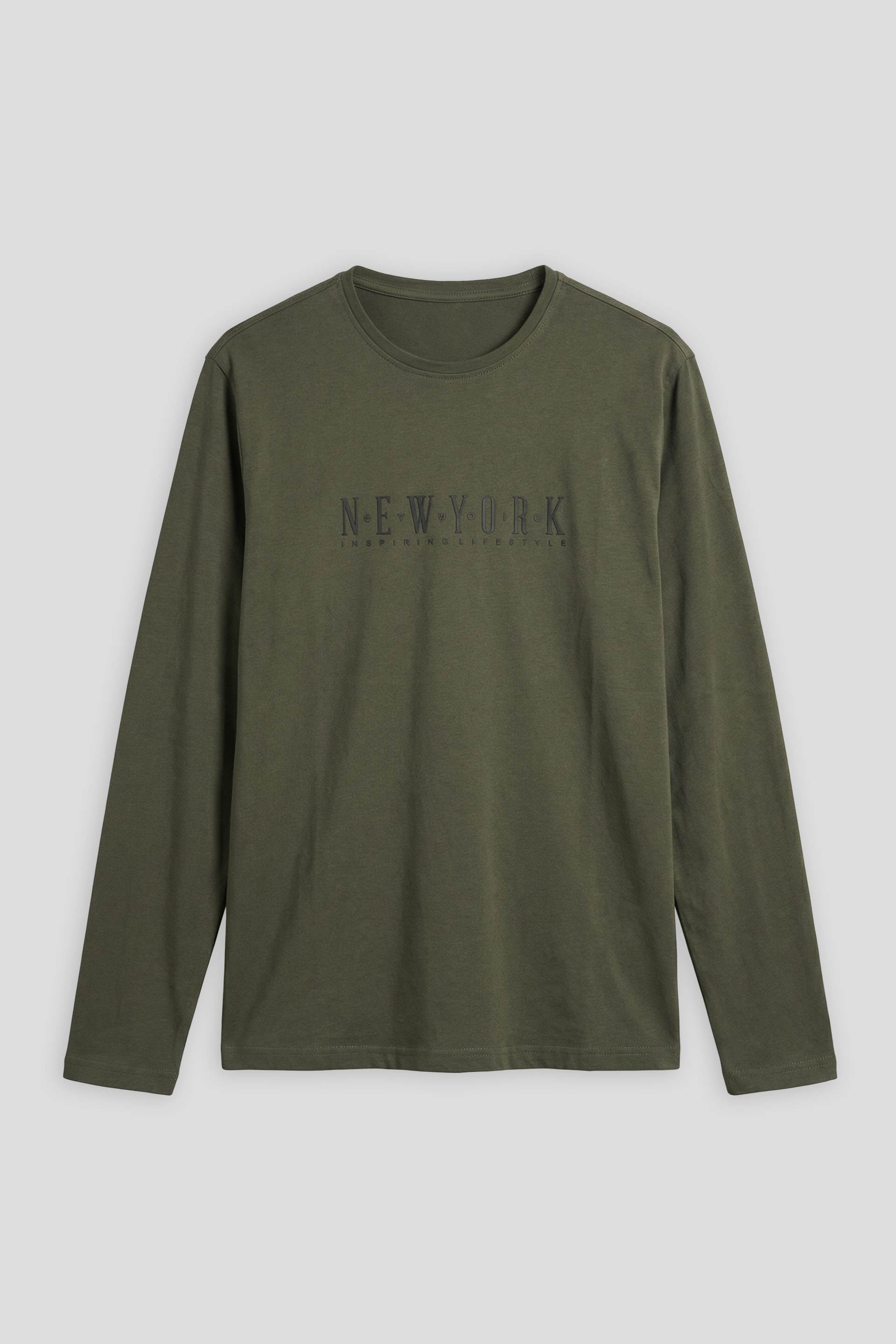 T-shirt manica lunga con stampa|Colore:Verde bosco