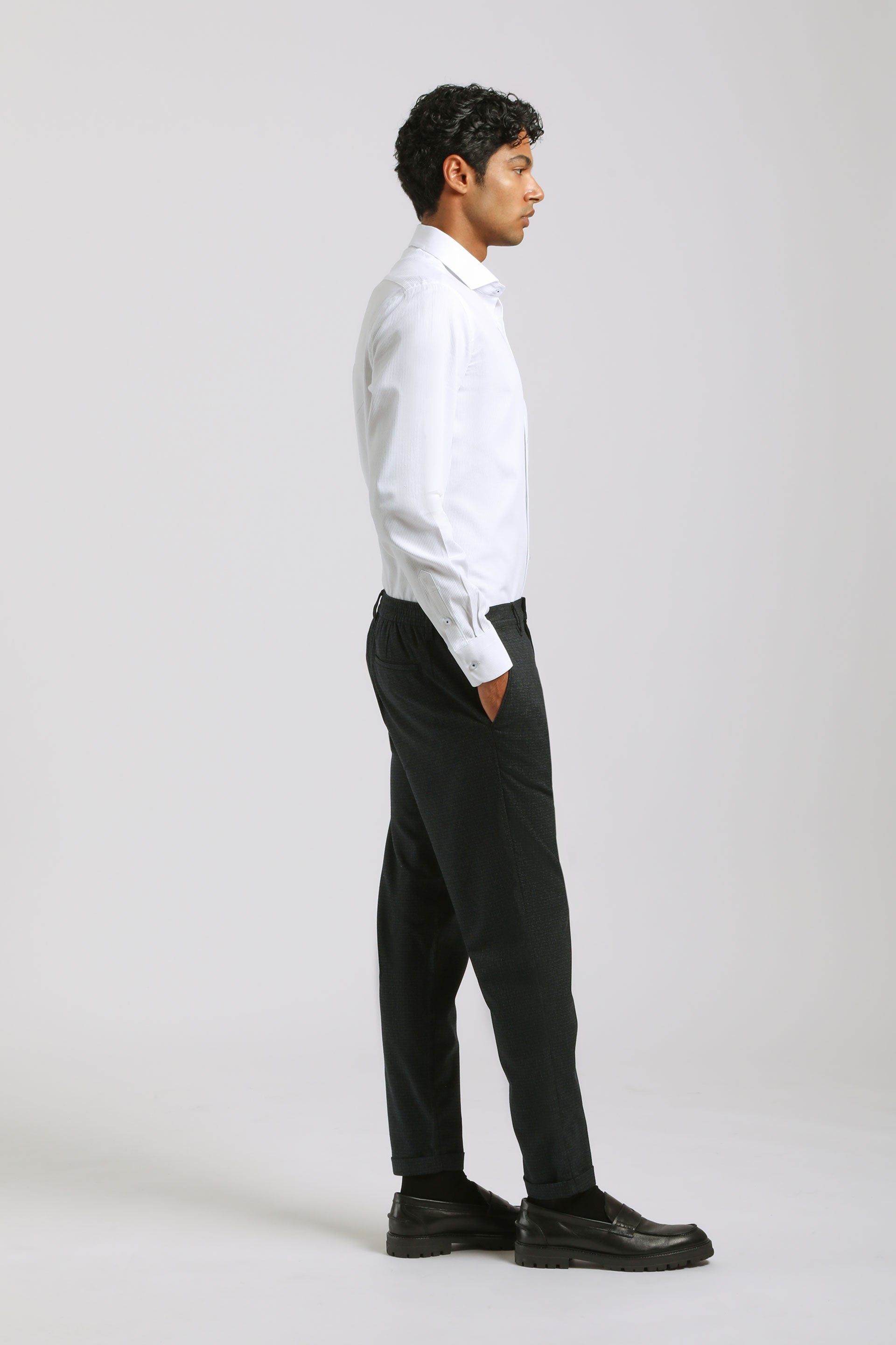 Pantaloni chino con fantasia a quadri|Colore:Blue