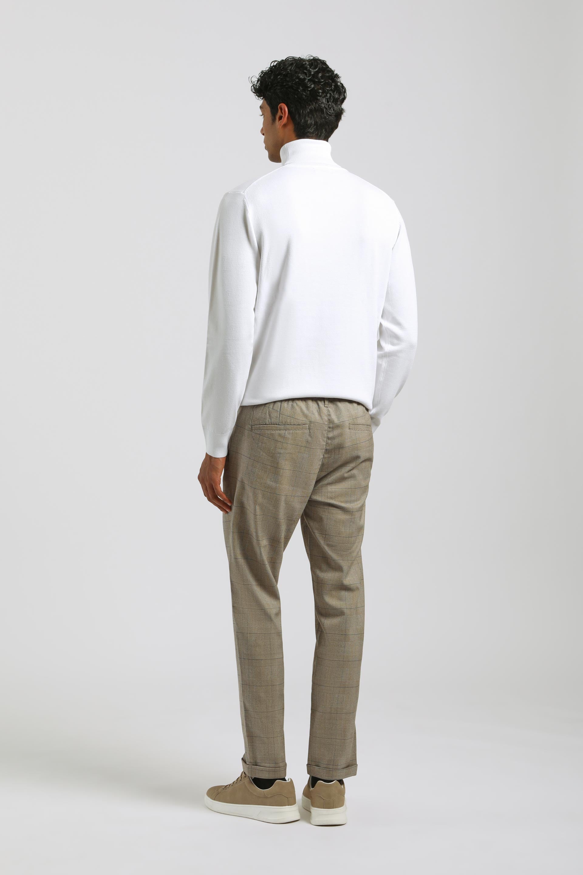 Pantaloni chino con fantasia a quadri|Colore:Sabbia