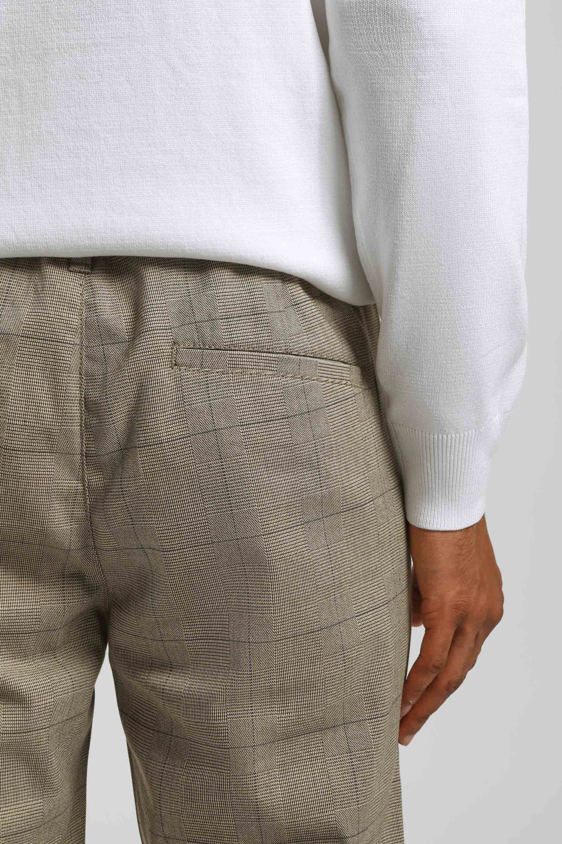 Pantaloni chino con fantasia a quadri|Colore:Sabbia