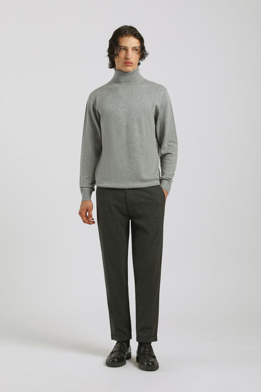Pantaloni chino con fantasia a quadri|Colore:Grigio scuro
