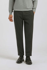 Pantaloni chino con fantasia a quadri|Colore:Grigio scuro