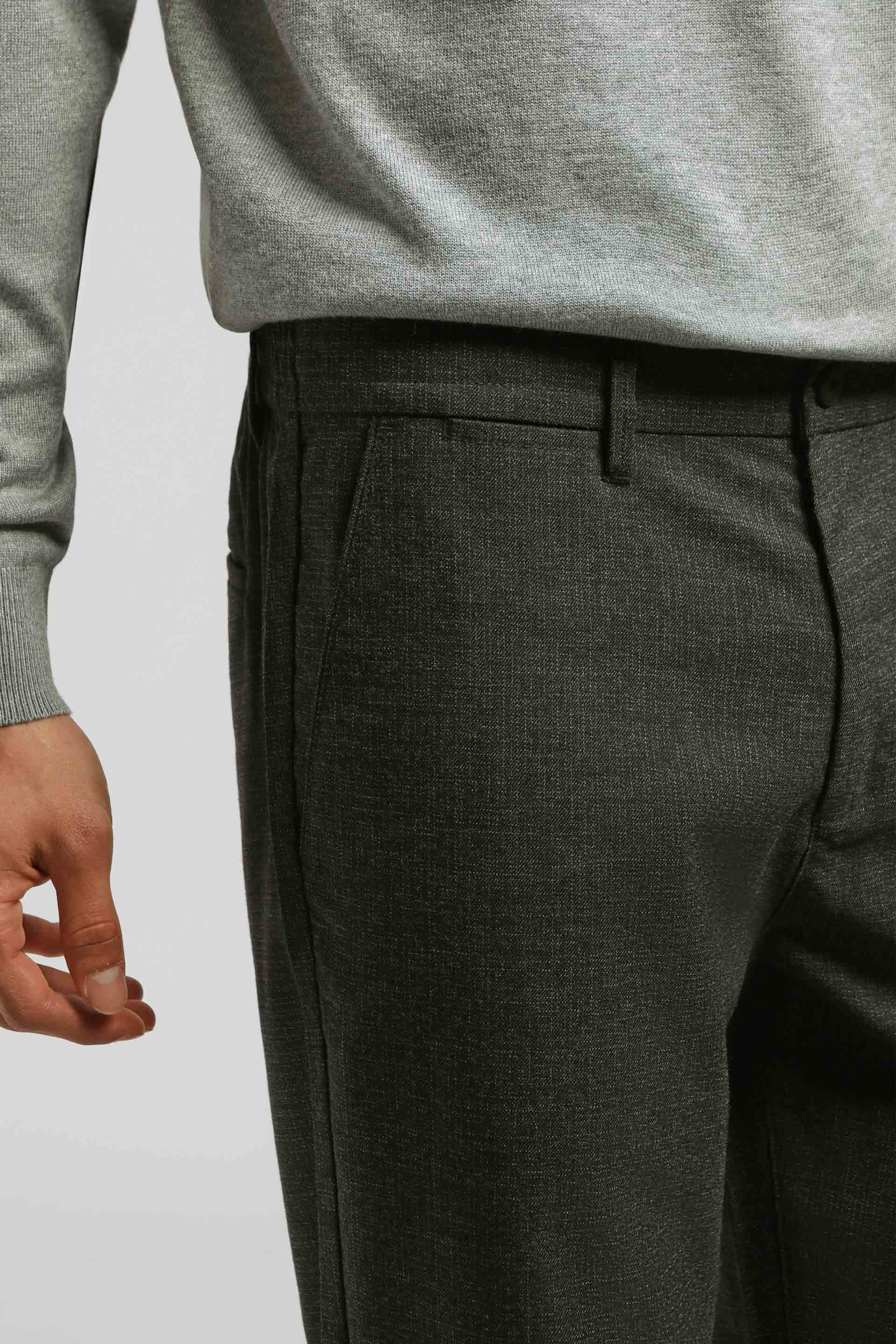 Pantaloni chino con fantasia a quadri|Colore:Grigio scuro