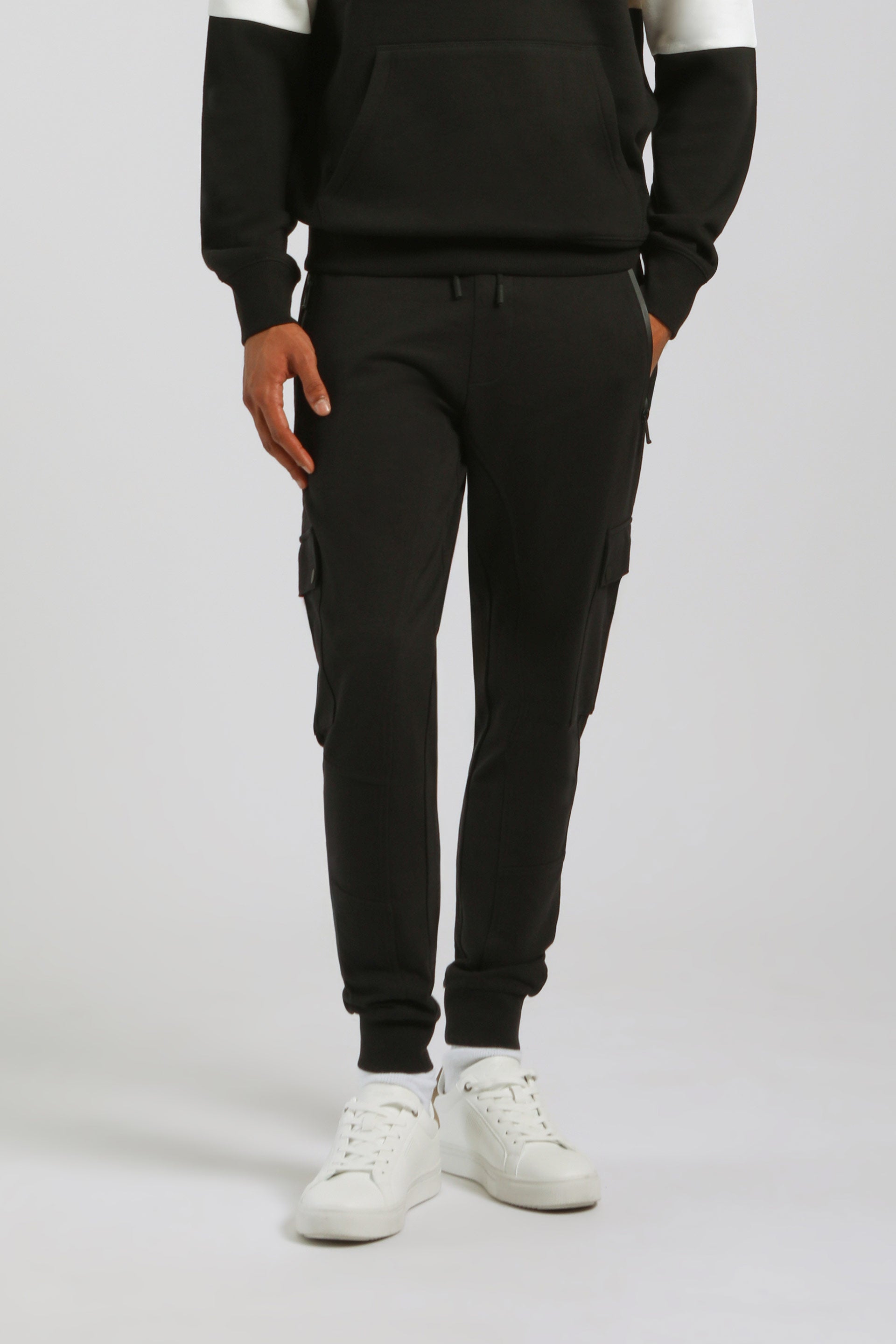 Jogger cargo in felpa|Colore:Nero