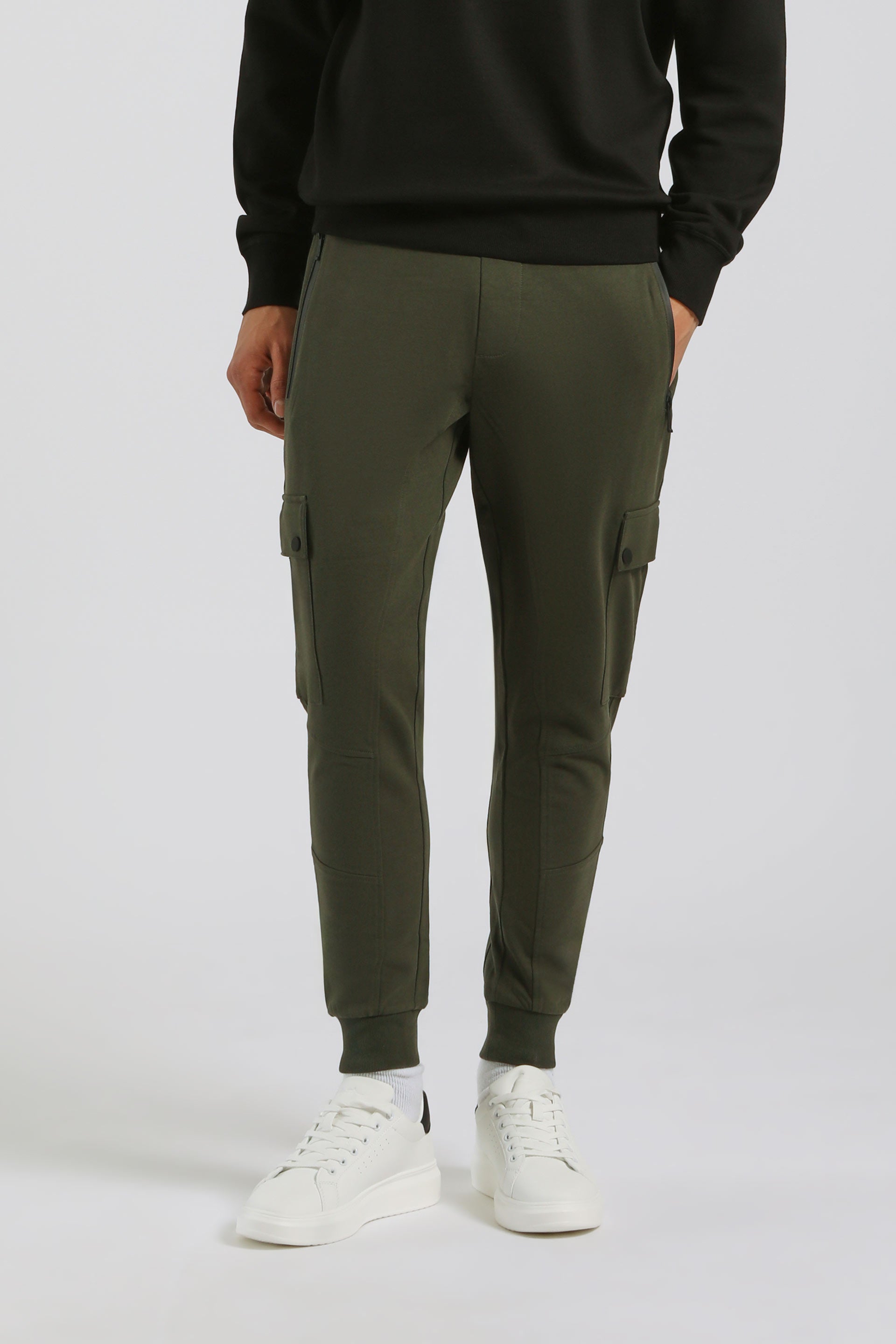 Jogger cargo in felpa|Colore:Verde scuro