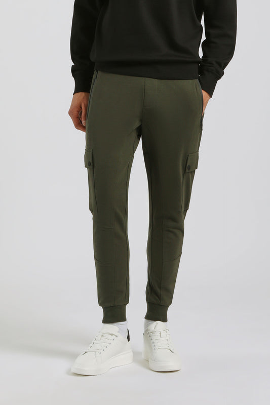 Jogger cargo in felpa|Colore:Verde scuro