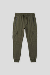 Jogger cargo in felpa|Colore:Verde scuro