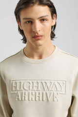 Felpa girocollo con stampa|Colore:Beige chiaro
