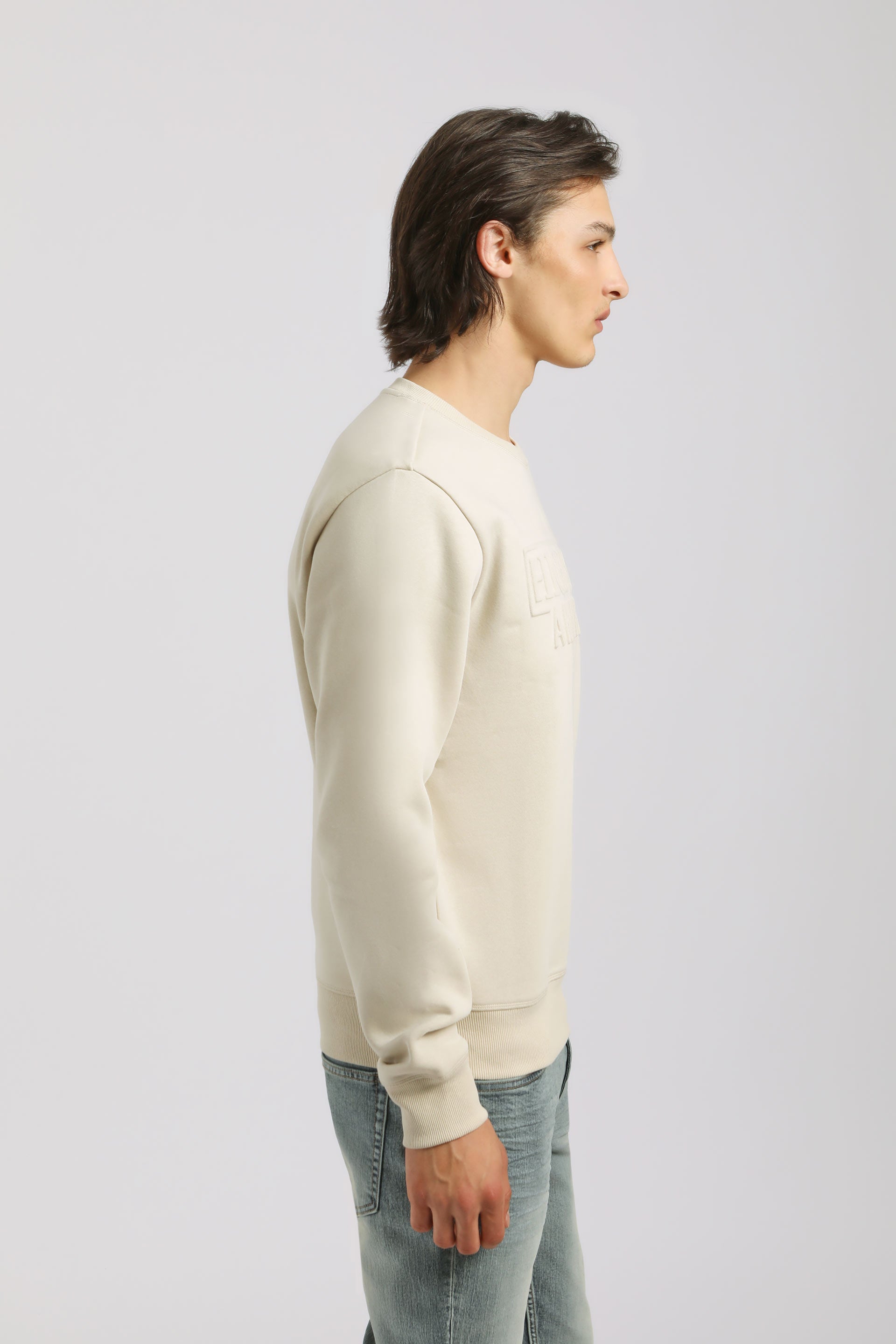 Felpa girocollo con stampa|Colore:Beige chiaro