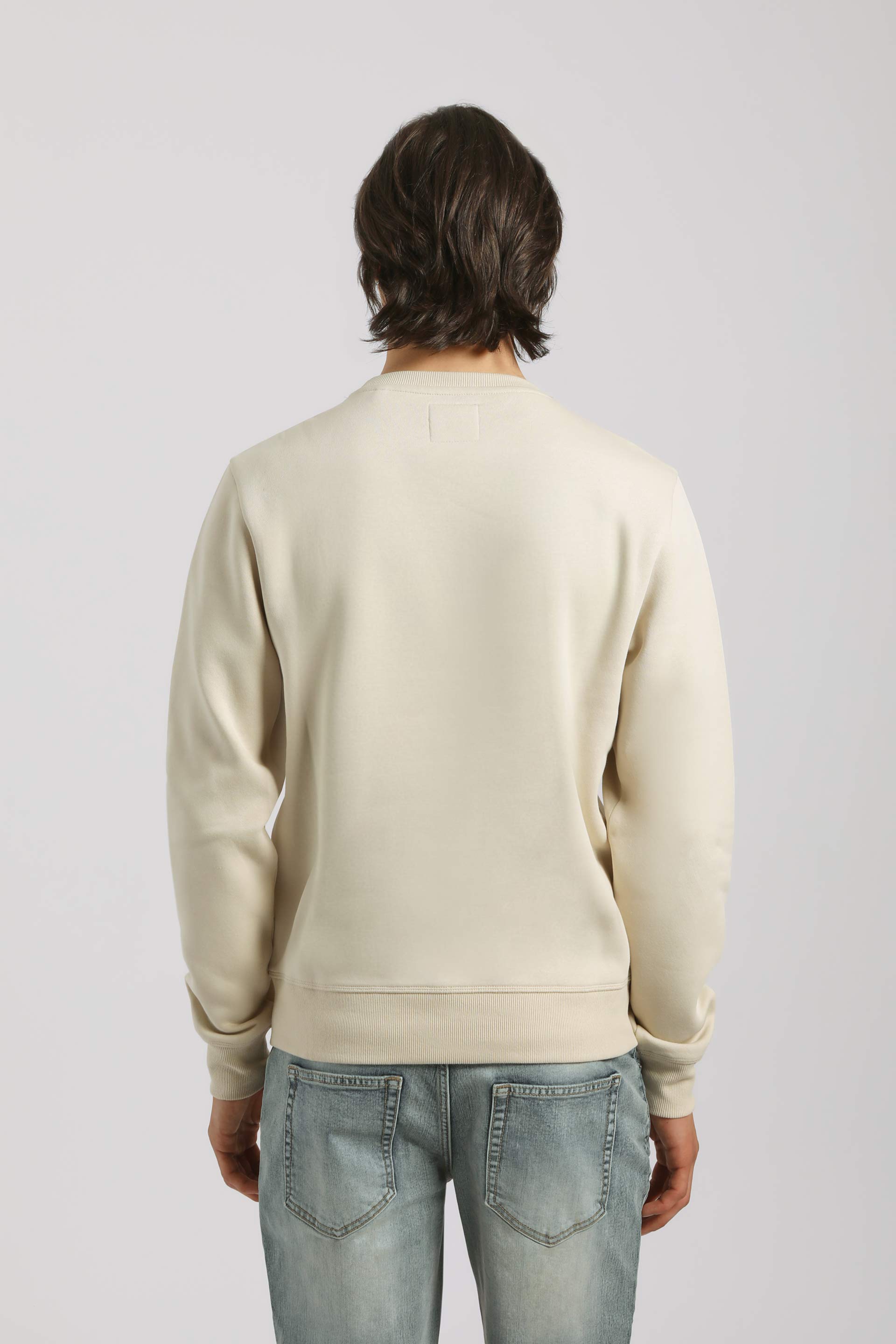 Felpa girocollo con stampa|Colore:Beige chiaro