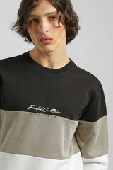 Felpa girocollo colorblock|Colore:Cammello