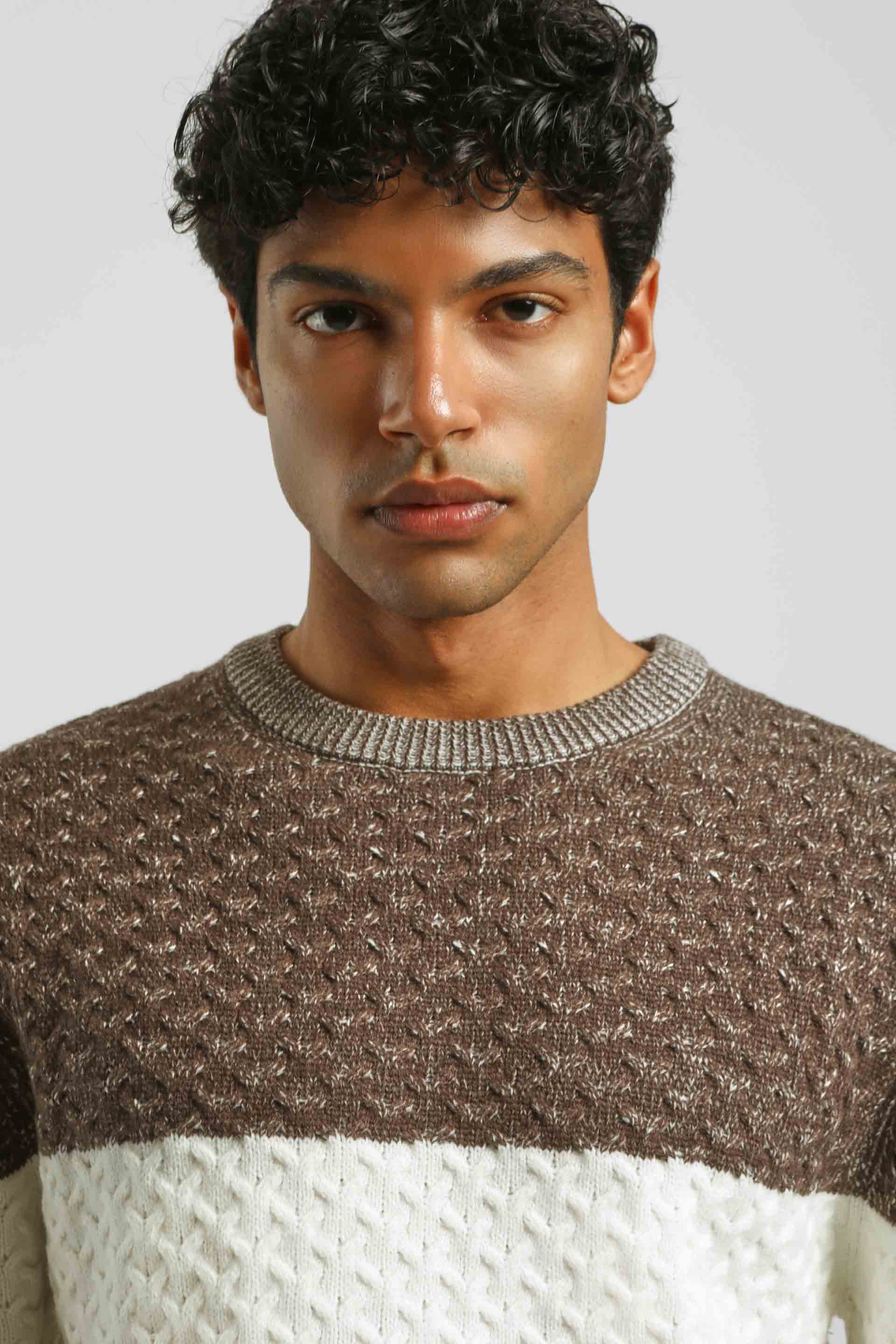Maglia girocollo colorblock|Colore:Moro