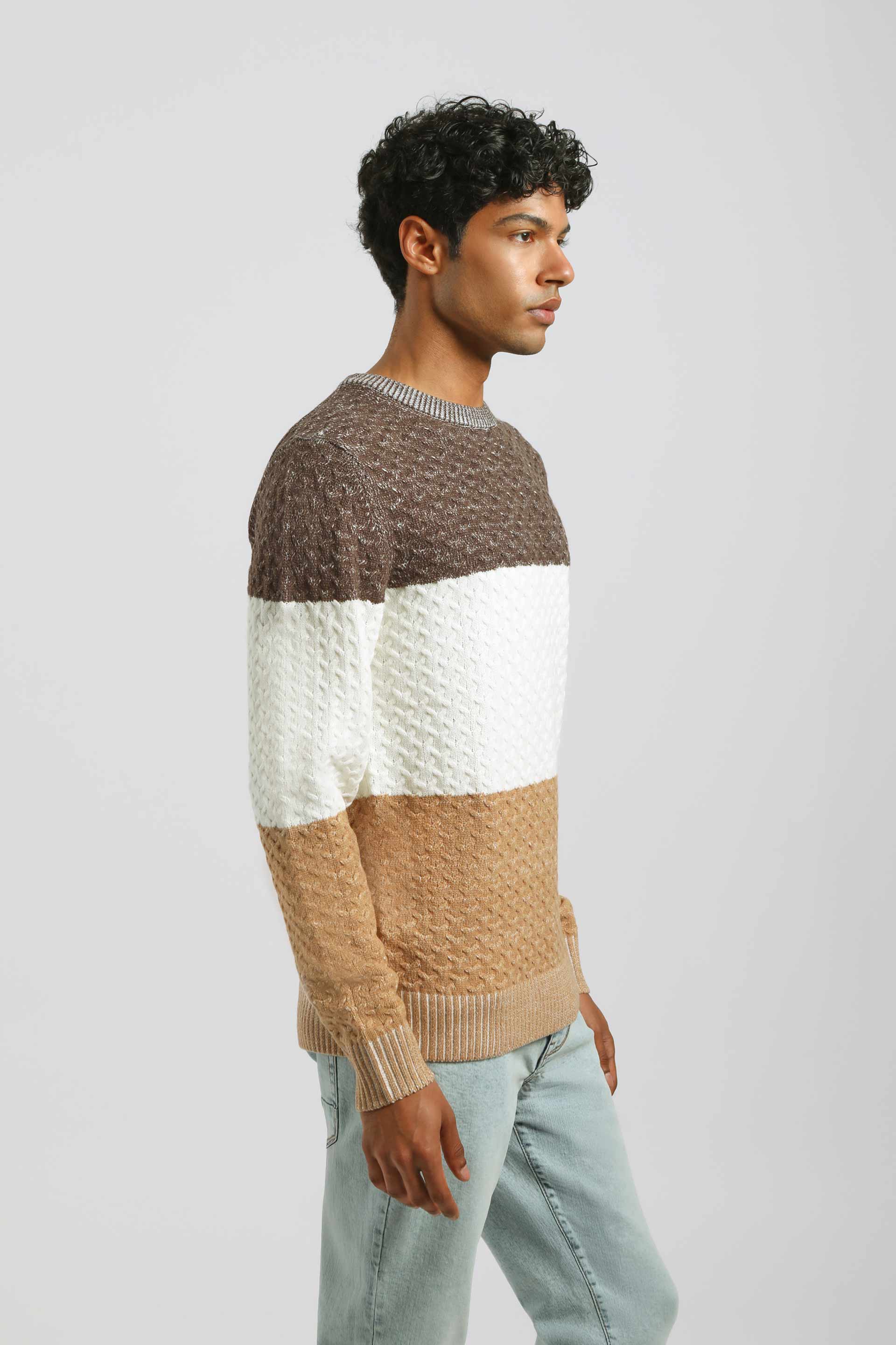 Maglia girocollo colorblock|Colore:Moro