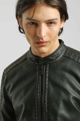 Giubbotto biker effetto pelle|Colore:Nero