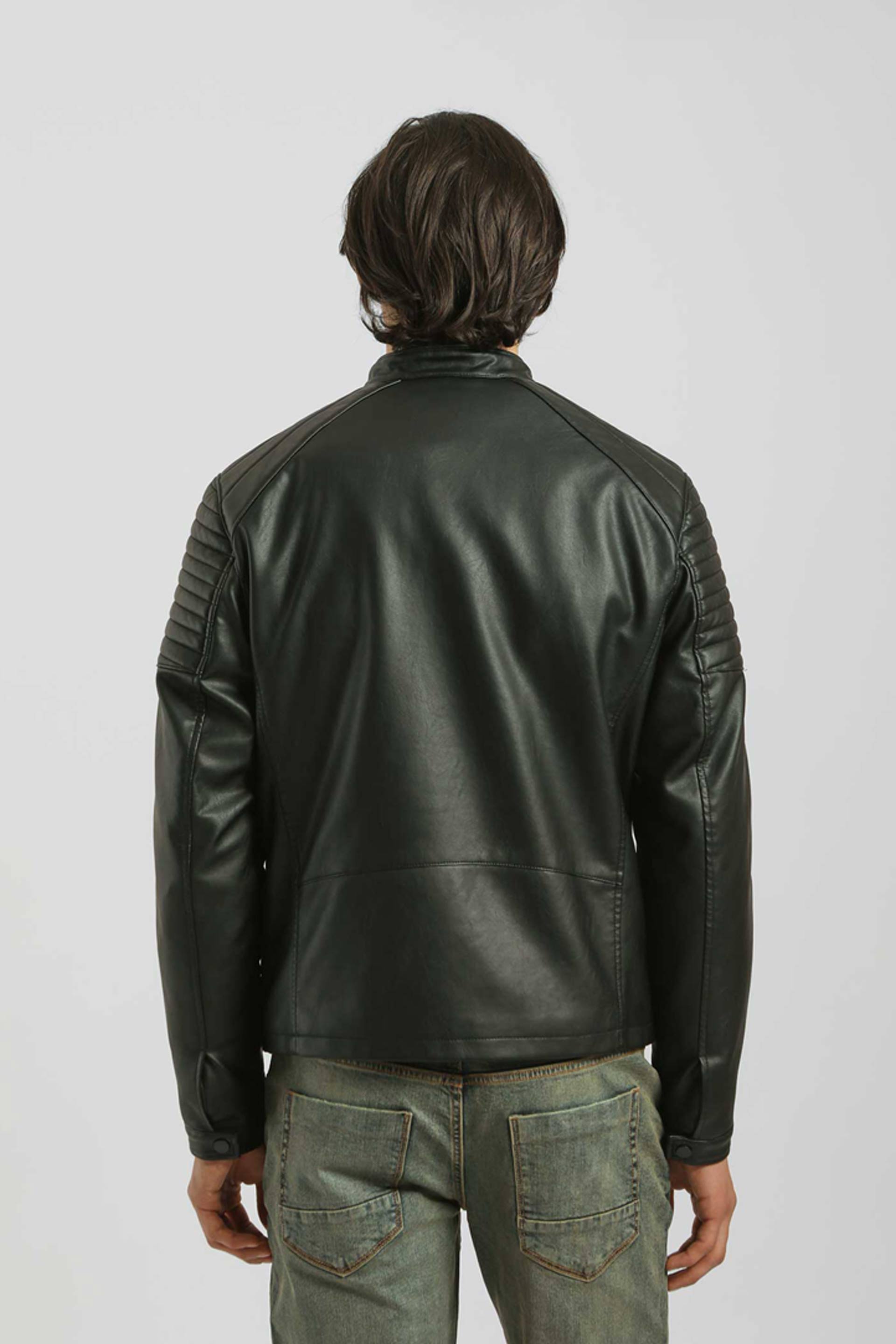 Giubbotto biker effetto pelle|Colore:Nero