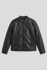 Giubbotto biker effetto pelle|Colore:Nero