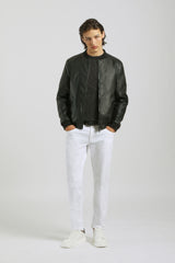 Giubbotto bomber effetto pelle|Colore:Nero