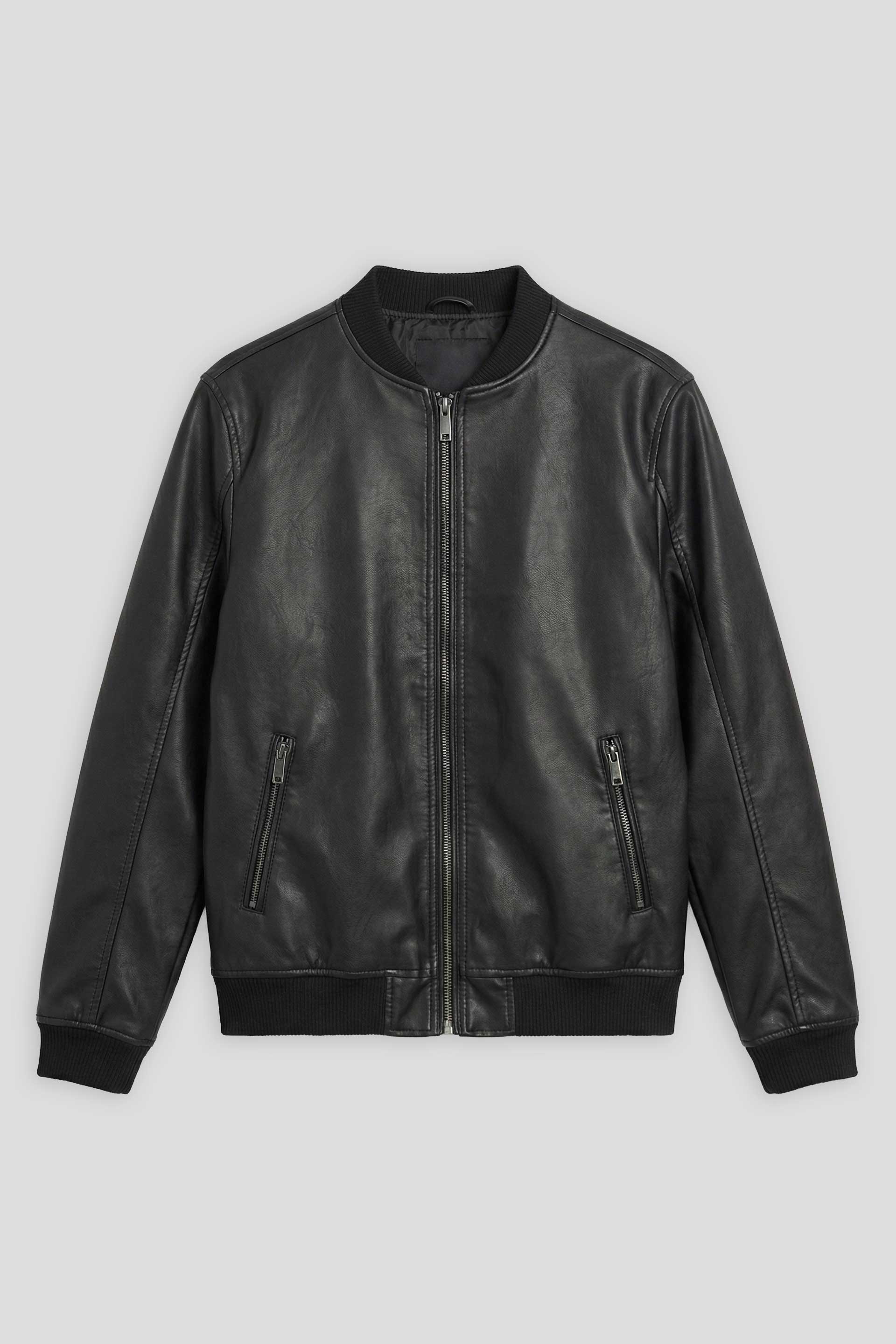 Giubbotto bomber effetto pelle|Colore:Nero