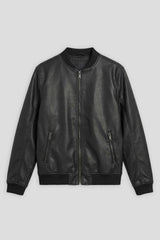 Giubbotto bomber effetto pelle|Colore:Nero