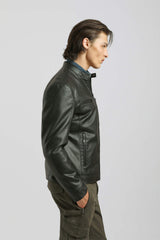 Giubbotto biker effetto pelle|Colore:Nero