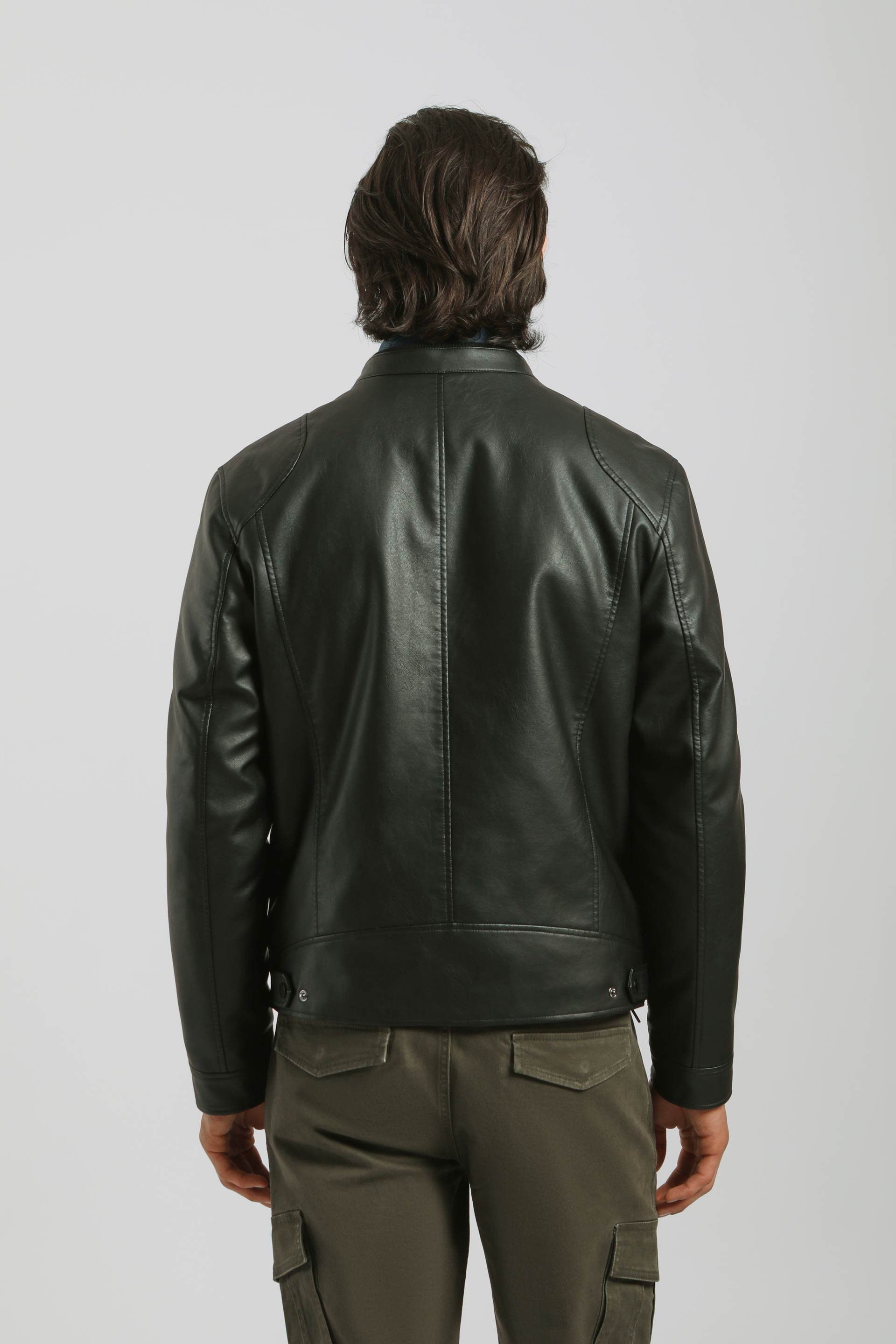 Giubbotto biker effetto pelle|Colore:Nero