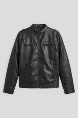 Giubbotto biker effetto pelle|Colore:Nero
