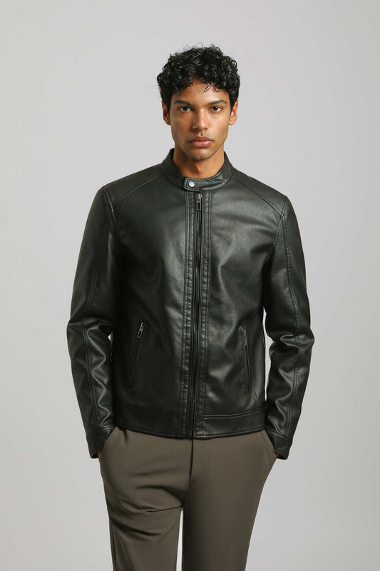 Giubbotto biker effetto pelle|Colore:Nero