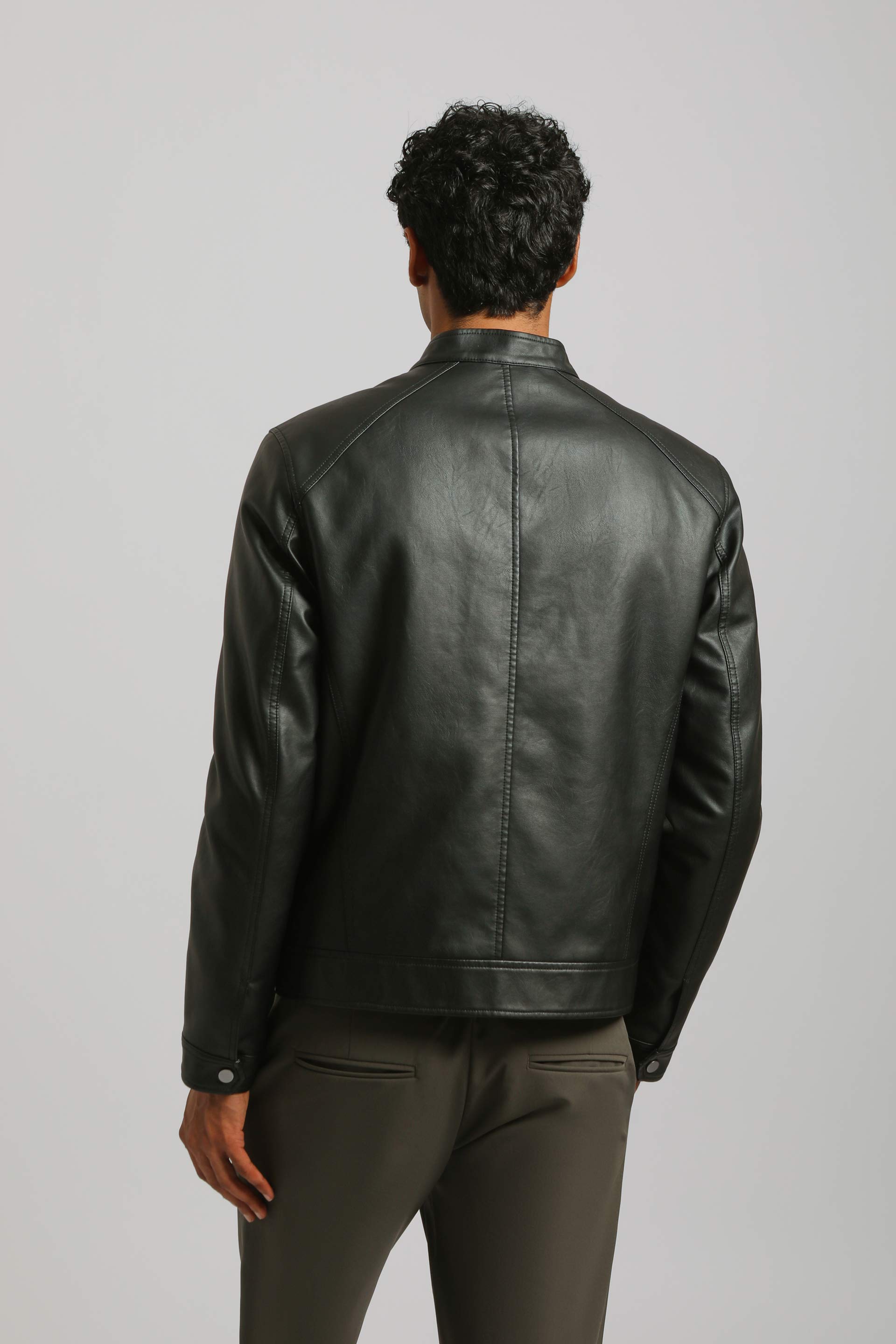 Giubbotto biker effetto pelle|Colore:Nero