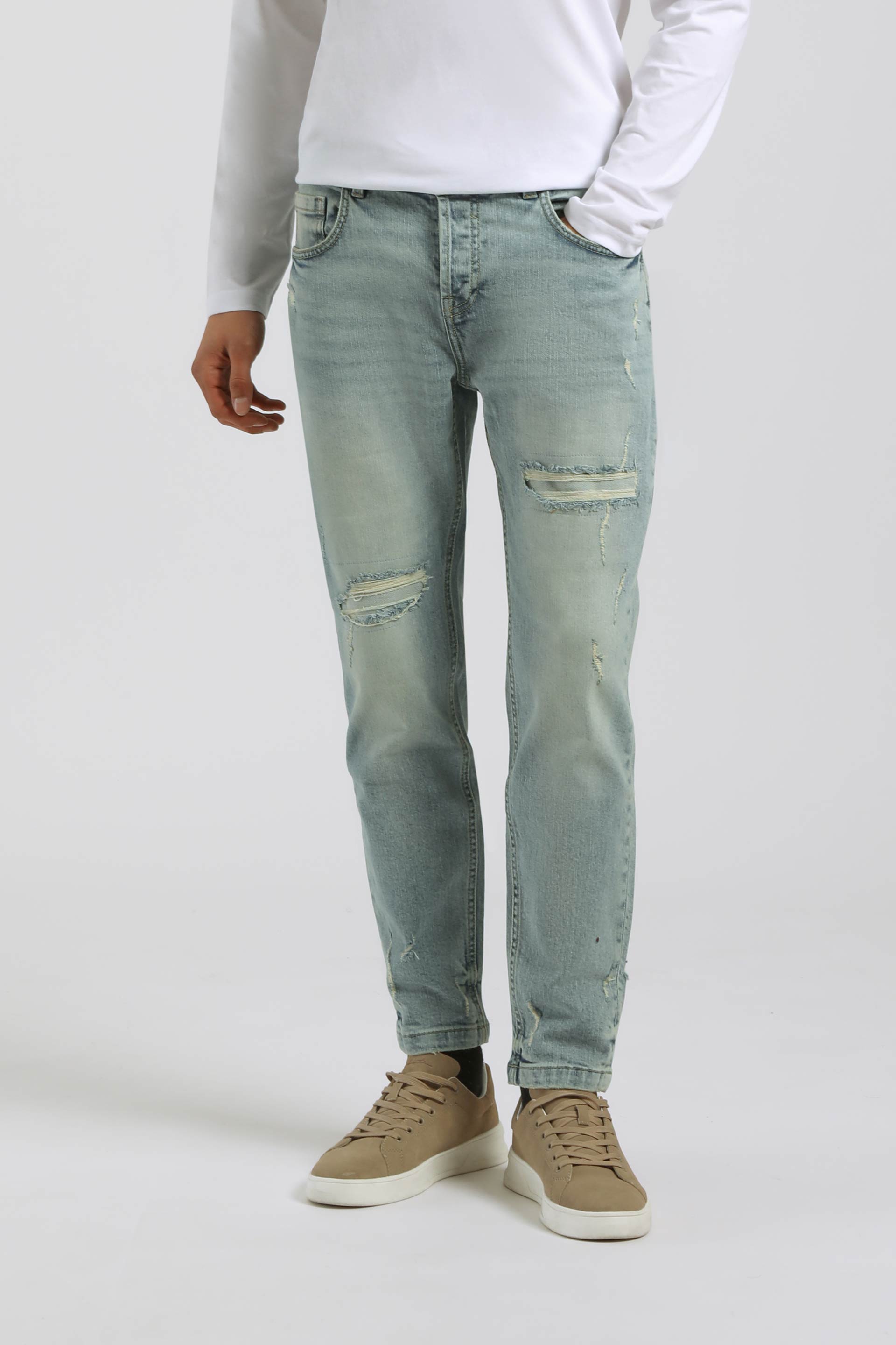 Jeans skinny fit con strappi|Colore:Jeans