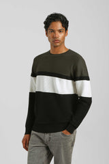 Maglia girocollo colorblock|Colore:Verde bosco