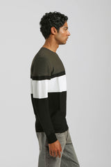 Maglia girocollo colorblock|Colore:Verde bosco