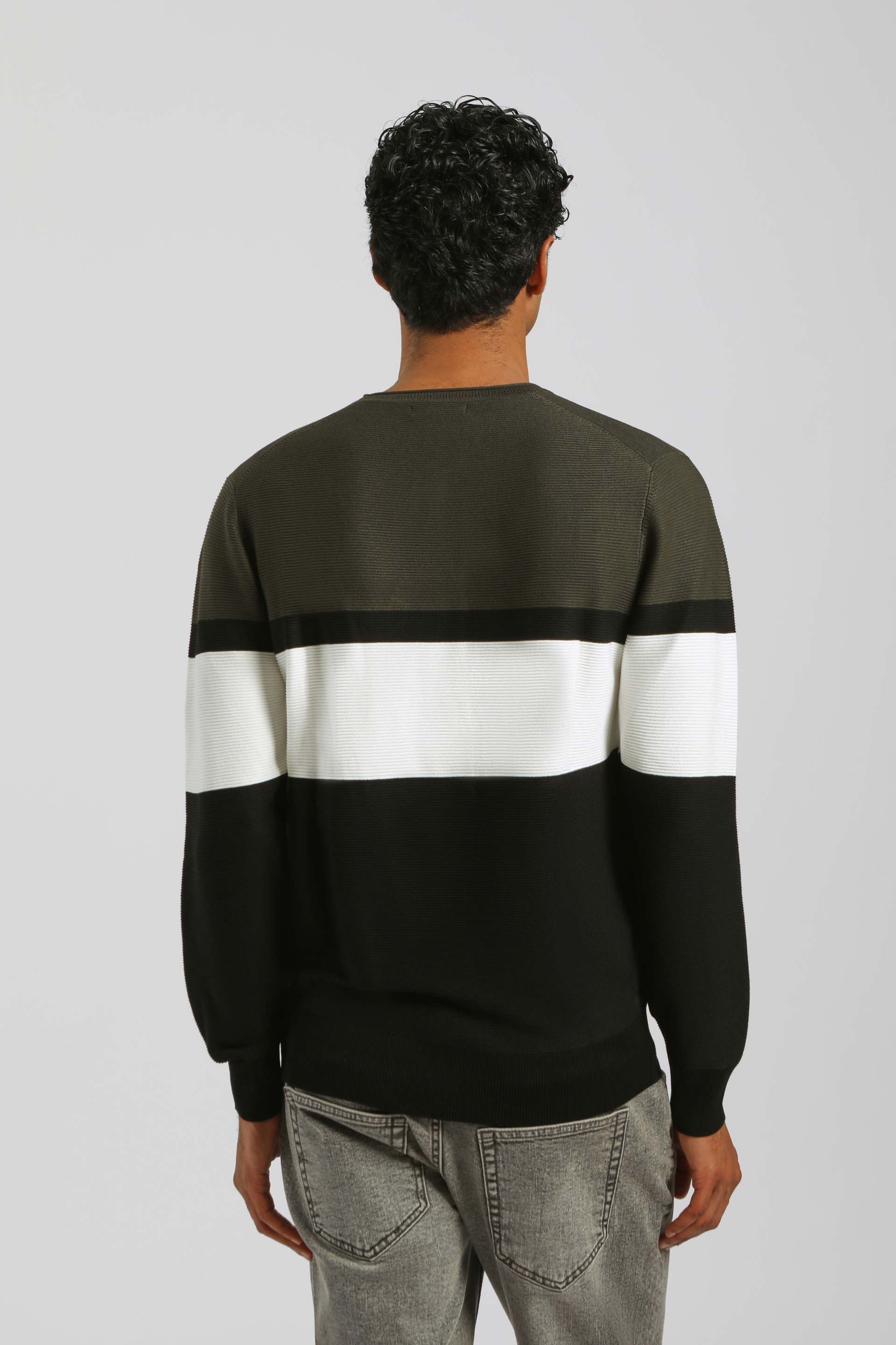 Maglia girocollo colorblock|Colore:Verde bosco