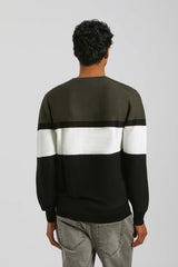 Maglia girocollo colorblock|Colore:Verde bosco