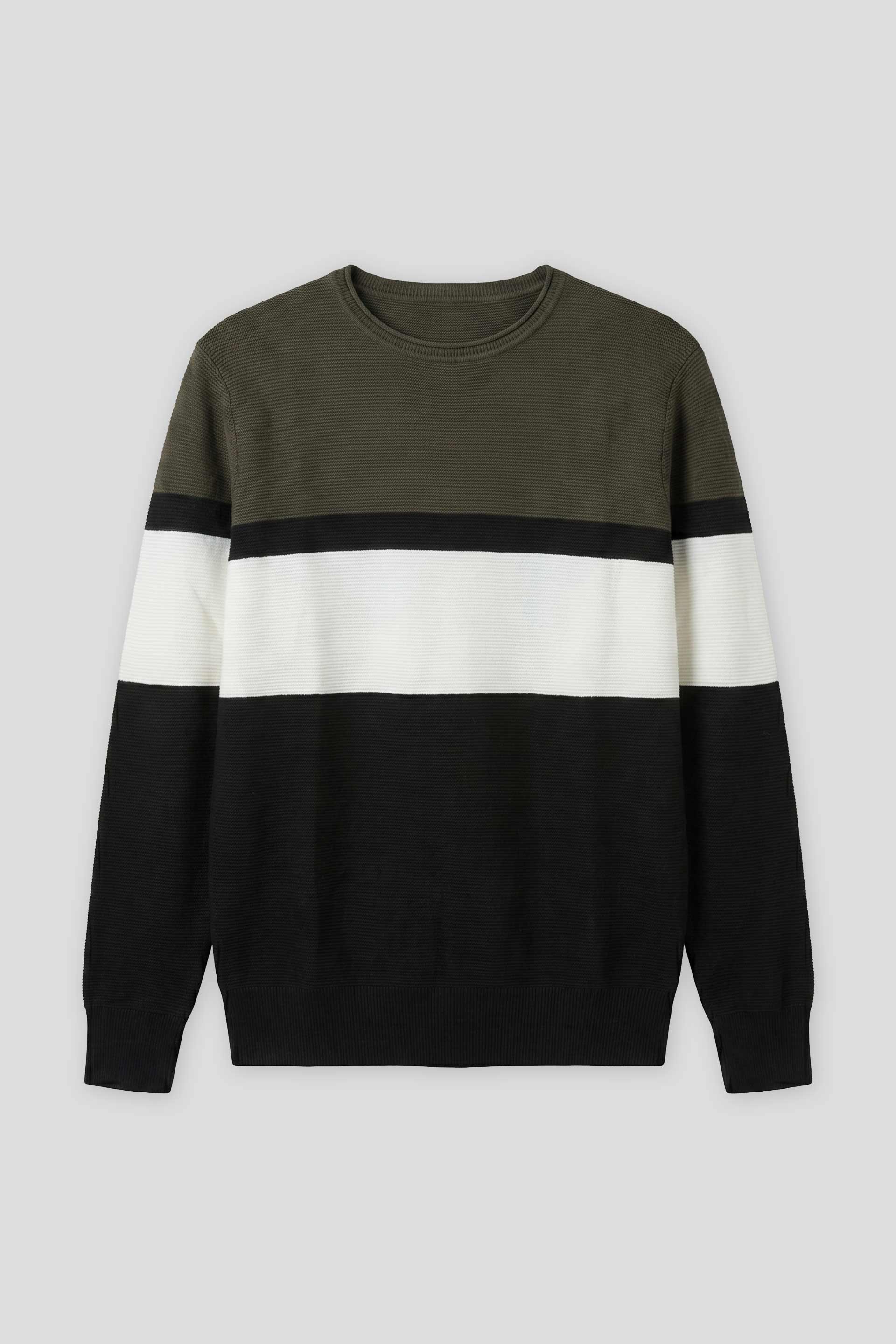 Maglia girocollo colorblock|Colore:Verde bosco