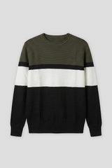 Maglia girocollo colorblock|Colore:Verde bosco