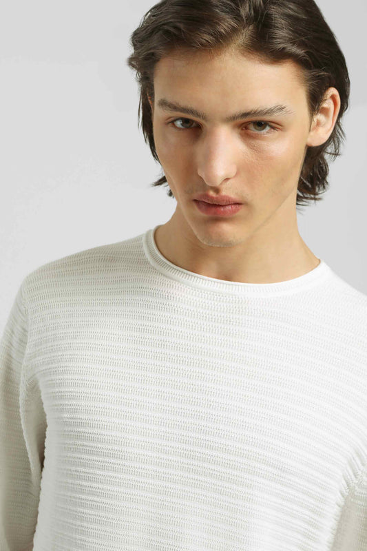 Maglia girocollo in viscosa|Colore:Off white