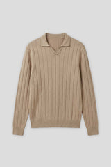 Polo manica lunga a coste|Colore:Beige