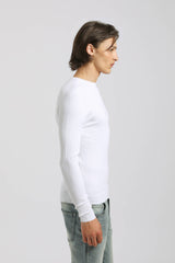 Maglia girocollo a coste|Colore:Bianco