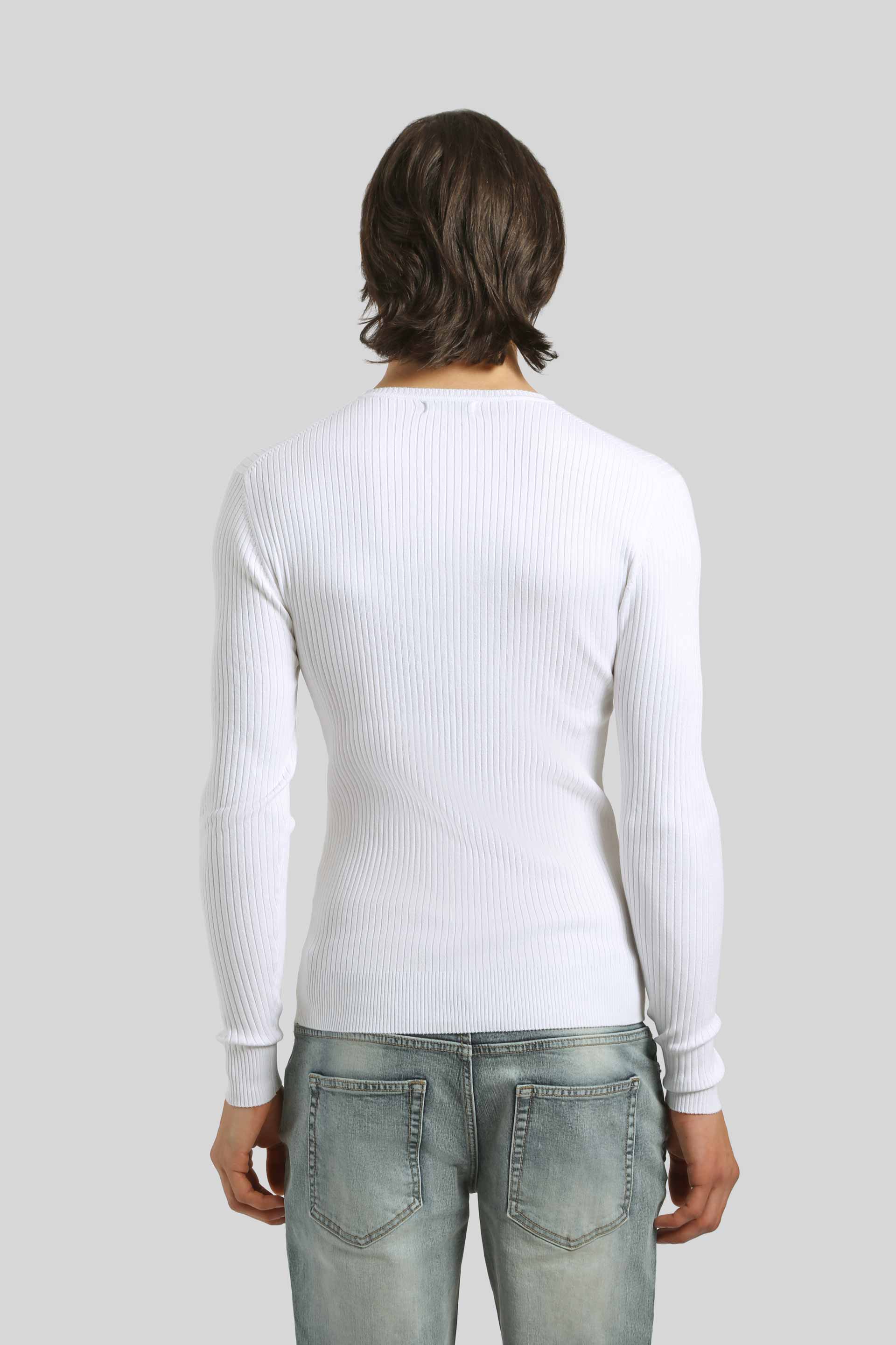 Maglia girocollo a coste|Colore:Bianco