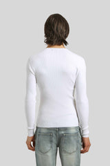 Maglia girocollo a coste|Colore:Bianco