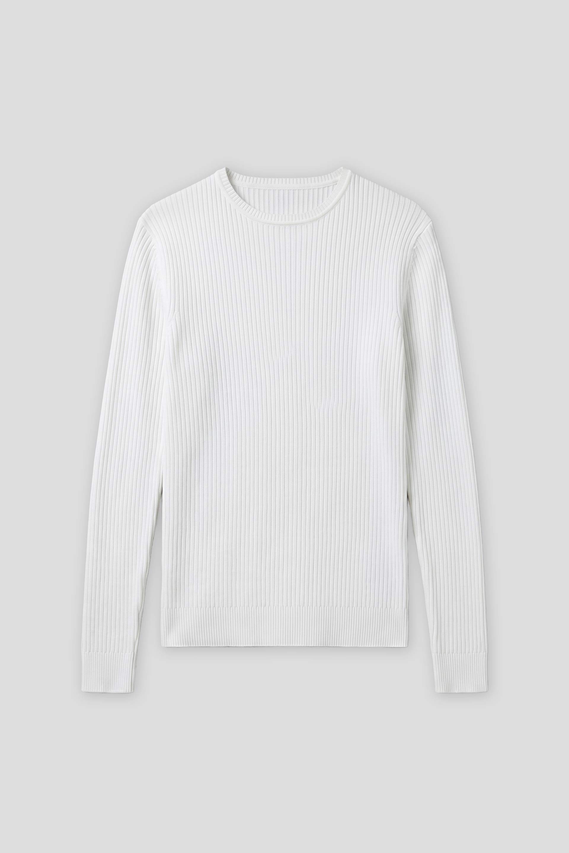 Maglia girocollo a coste|Colore:Bianco