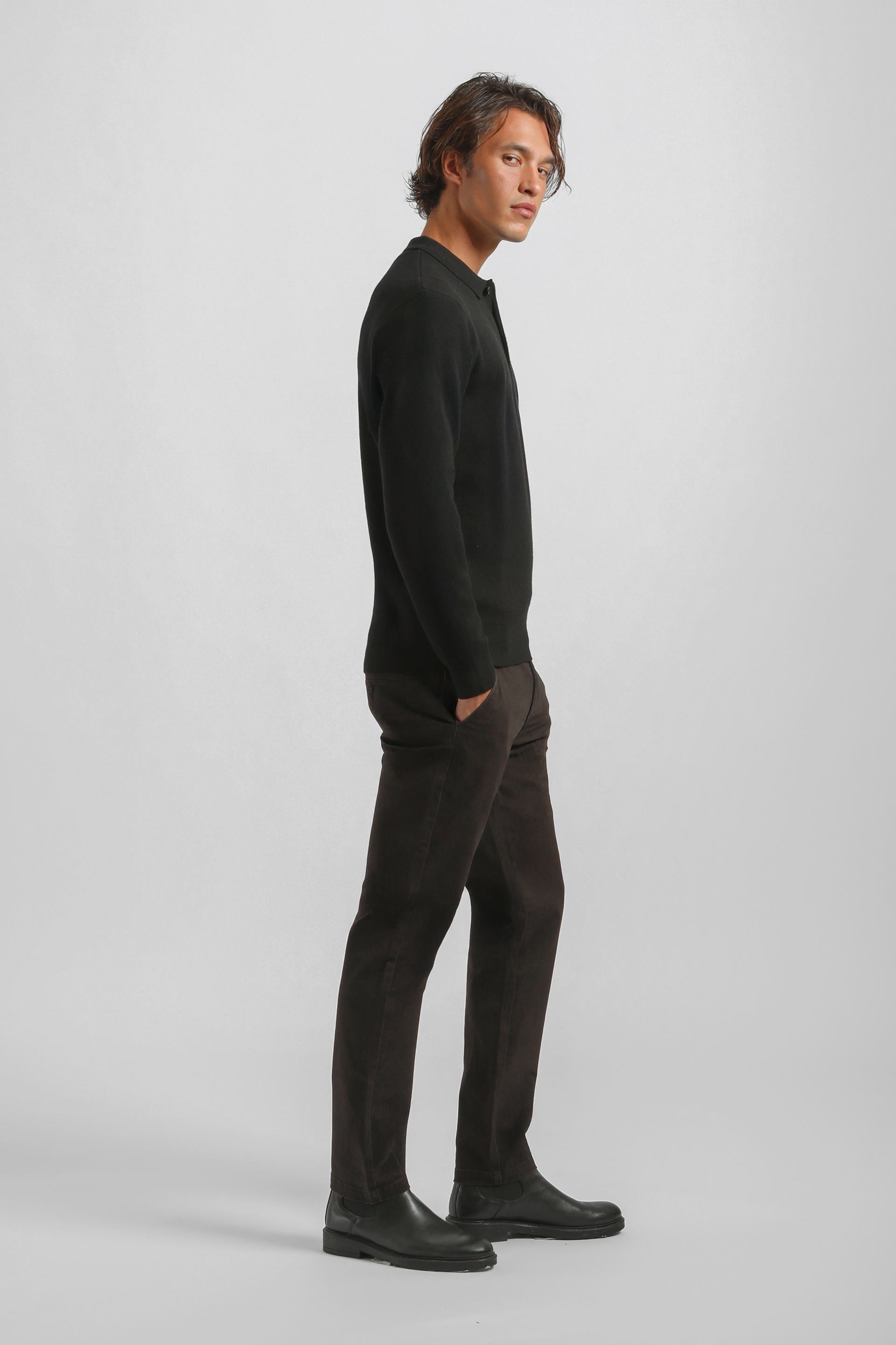 Pantaloni chino in cotone|Colore:Moro