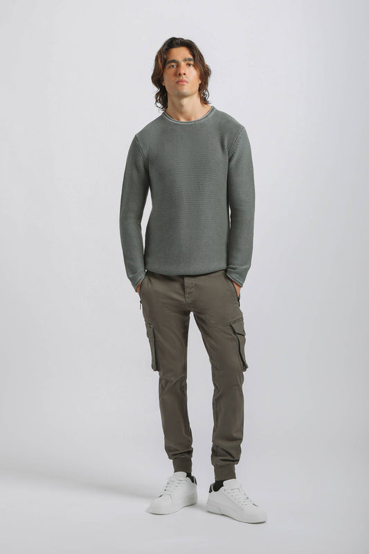 Pantaloni cargo con elastico alle caviglie|Colore:Militare