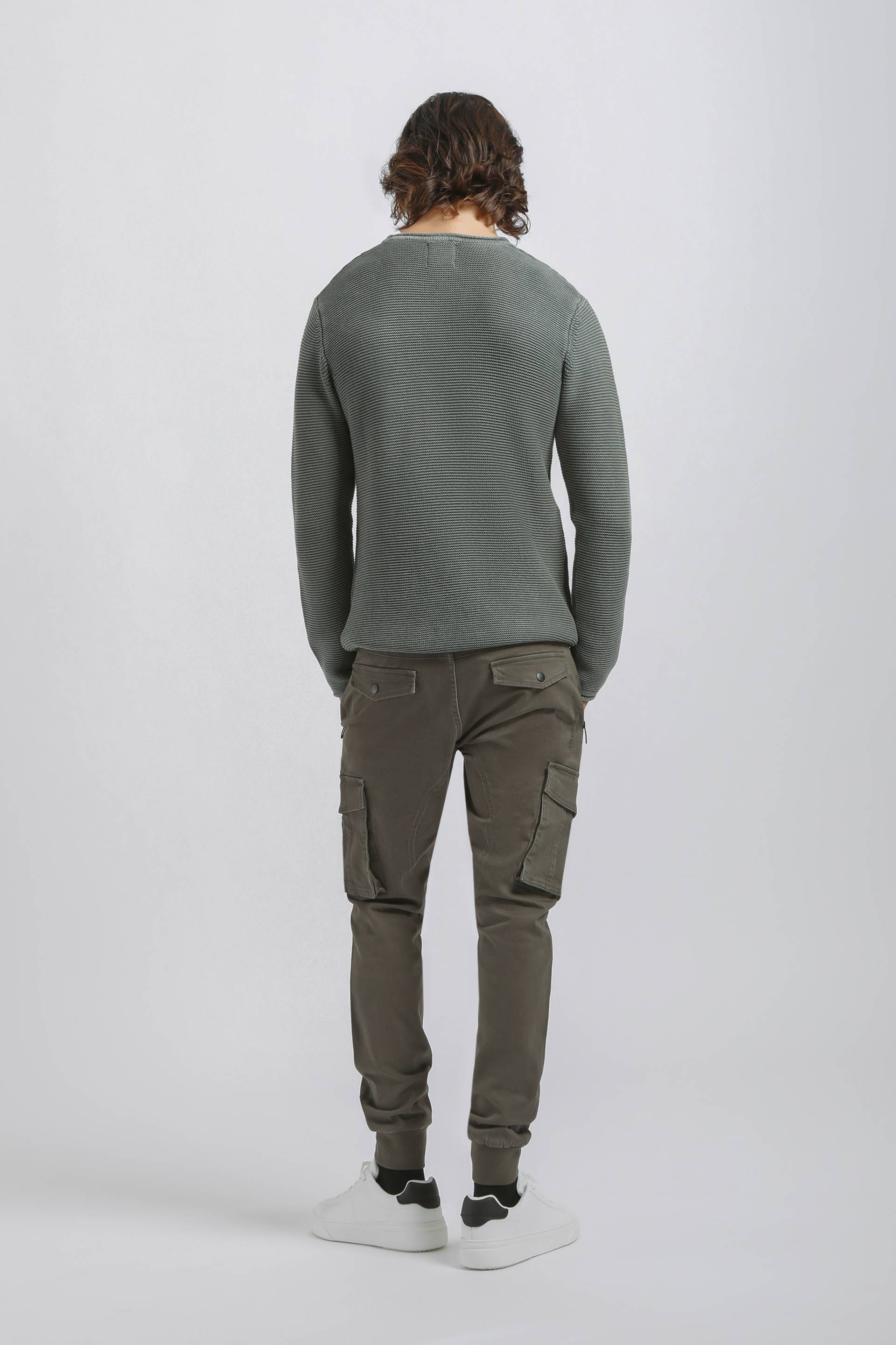 Pantaloni cargo con elastico alle caviglie|Colore:Militare