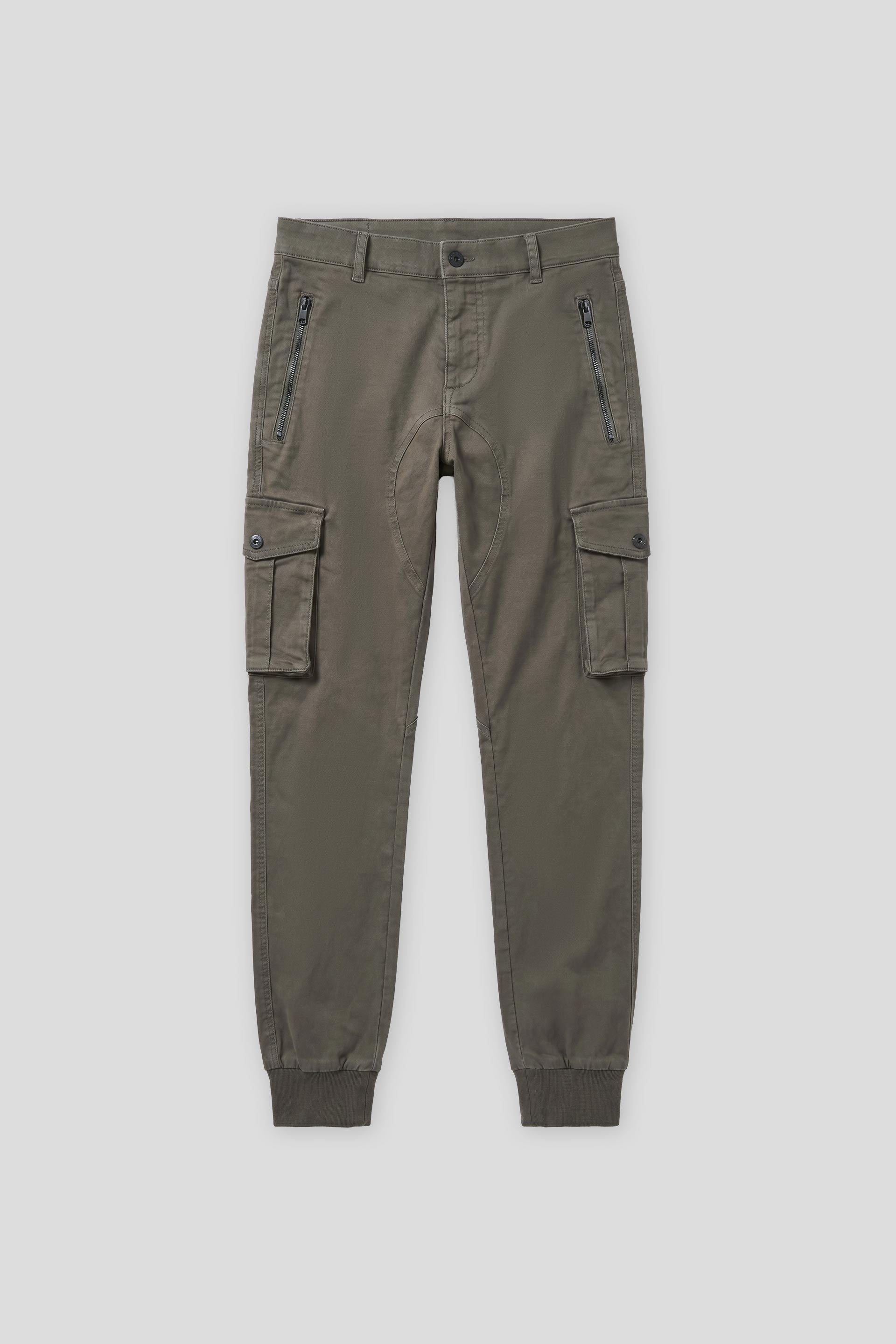 Pantaloni cargo con elastico alle caviglie|Colore:Militare