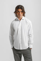 Camicia tinta unita in cotone|Colore:Bianco
