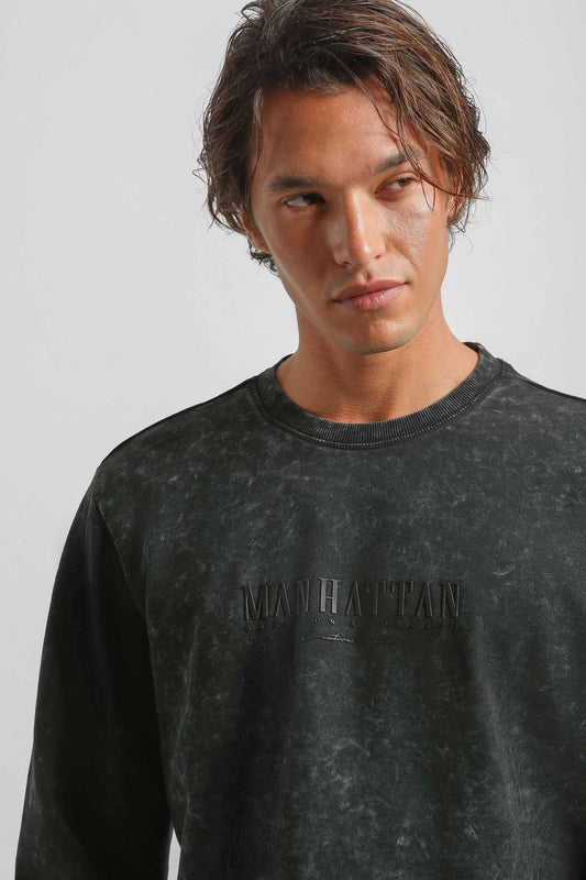 Felpa girocollo 100% cotone|Colore:Nero
