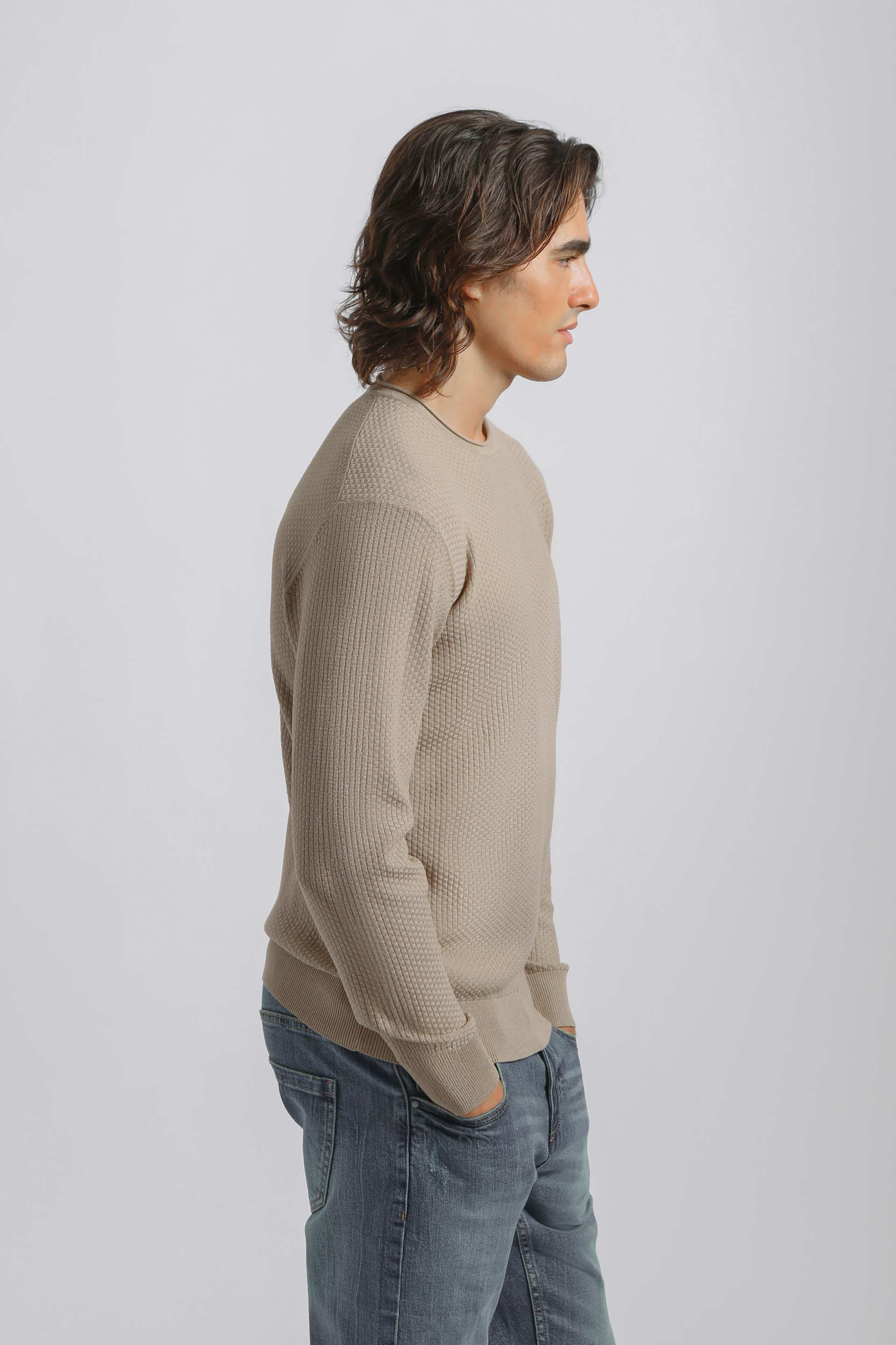 Maglia girocollo in viscosa|Colore:Beige