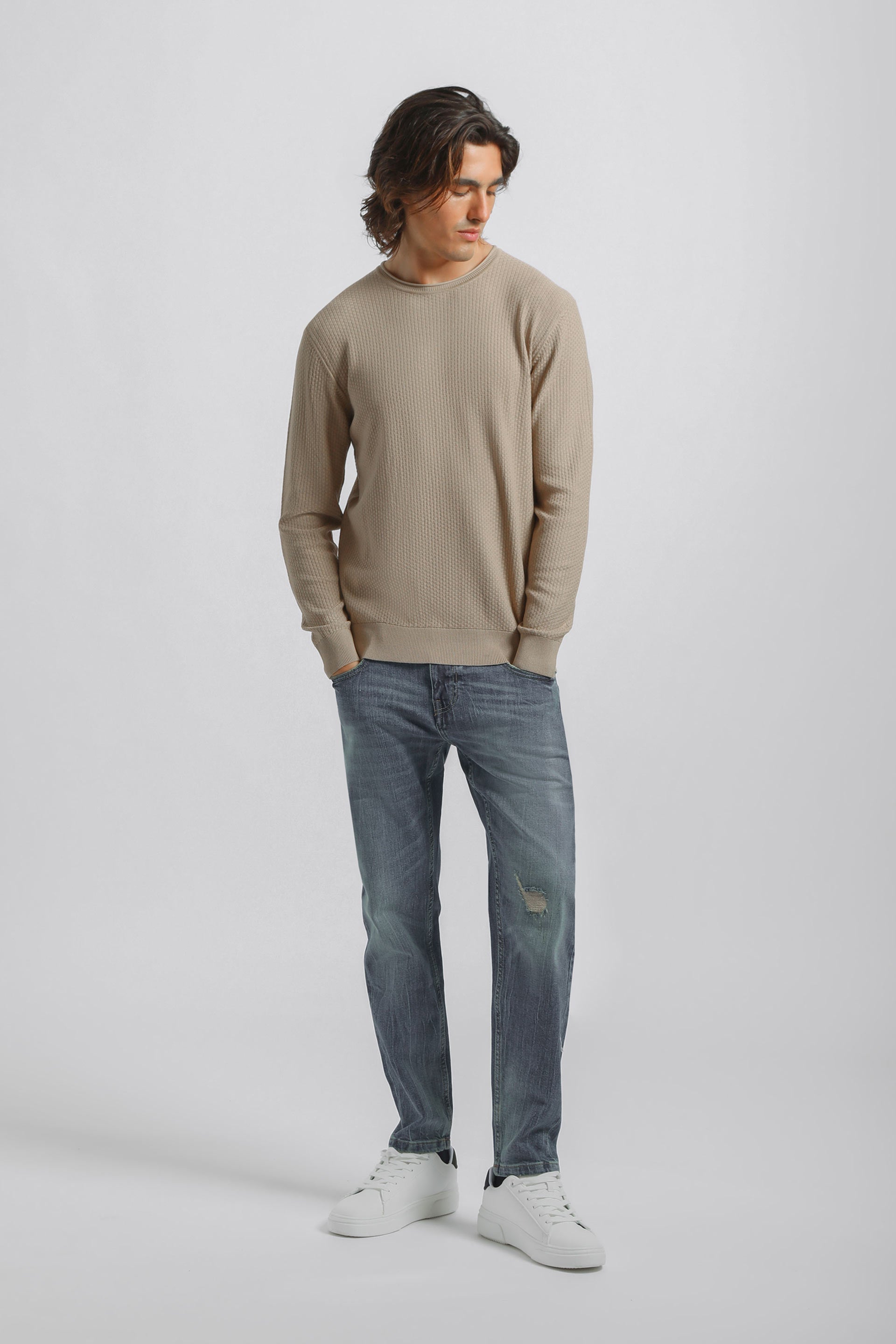 Maglia girocollo in viscosa|Colore:Beige