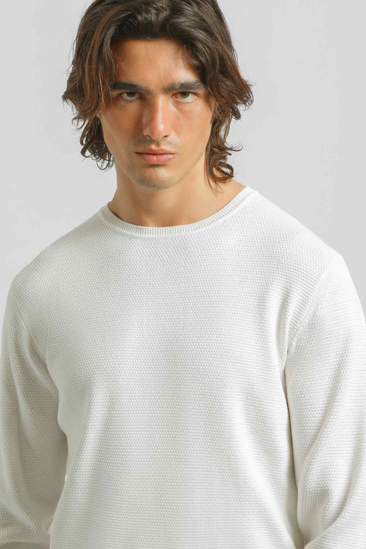 Maglia girocollo strutturata|Colore:Off white